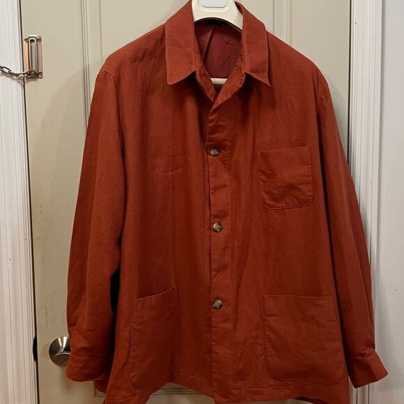 Paul Fredrick Men's XL 100% Linen L/S Shirt/Jacket. Made in Portugal. Orange - Picture 1 of 7